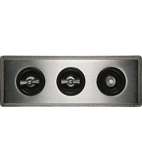 Поворотный выключатель Fontini Venezia Metal 3-ая рамка хром, накладка хром/коричневый 39803512