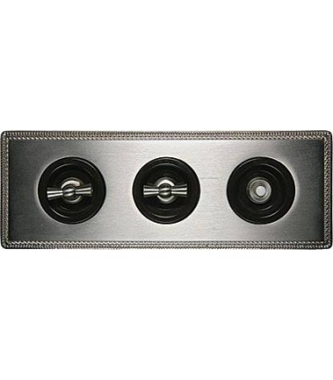 Поворотный выключатель Fontini Venezia Metal 3-ая рамка хром, накладка хром/коричневый 39803512