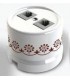 Телеф.роз,6 конт+копм.роз.RJ45,8 конт.6 кат Fontini Garby фарфор с коричневым рисунком 30708132