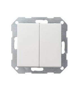 Переключатель двухклавишный возвратно-нажимной Gira System 55, белый глянец 012803