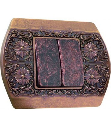 Выключатель 2-х клавишный FEDE серии Sanremo цвет Rustic Copper FD01421RU