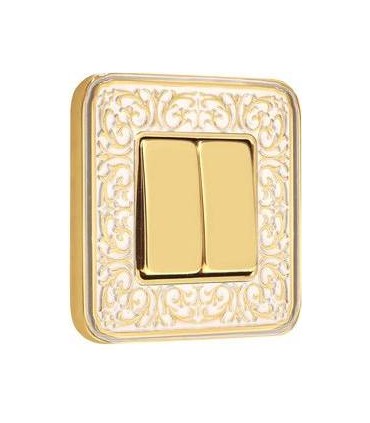 Выключатель 2-х клавишный FEDE серии EMPORIO Gold White Patina FD01371OP