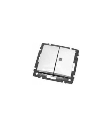 Выключатель двухклавишный с индикацией на 1 клавишу Legrand Valena, белый {PRODUCT_REFERENCE}