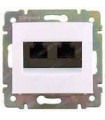 Информационная розетка RJ 45 - категория 5e - UTP - 2 выхода - на винтах Legrand Valena, белый {PRODUCT_REFERENCE}