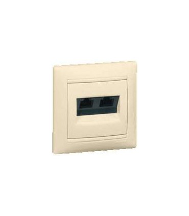 Информационная розетка RJ 45 - категория 5e - UTP - 2 выхода - на винтах Legrand Valena, слоновая кость {PRODUCT_REFERENCE}