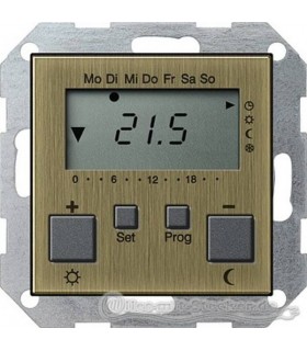 Термостат с часами Gira System 55, бронза 2370603