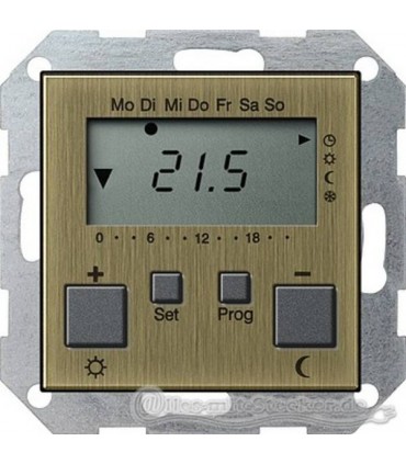 Термостат с часами Gira System 55, бронза 2370603
