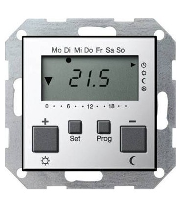 Термостат с часами Gira System 55, хром 2370605