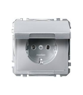 Merten SD Алюминий Розетка 1-ая с/з с крышкой {PRODUCT_REFERENCE}