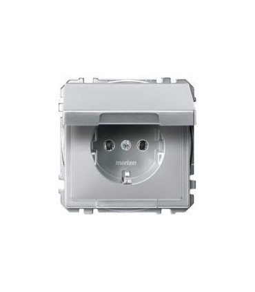 Merten SD Алюминий Розетка 1-ая с/з с крышкой {PRODUCT_REFERENCE}