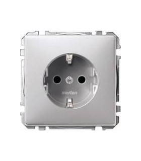 Merten SD Алюминий Розетка с/з с защитными шторками {PRODUCT_REFERENCE}