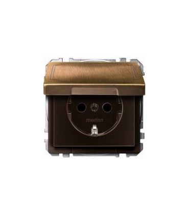 Merten SD Античная латунь Розетка 1-ая с/з с крышкой и защитными шторками {PRODUCT_REFERENCE}