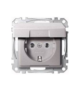 Merten SM Алюминий Розетка 1-ая с/з с крышкой {PRODUCT_REFERENCE}