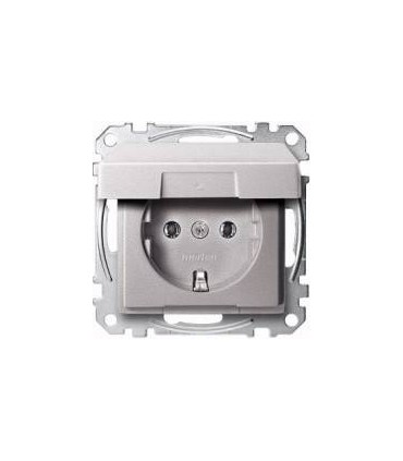 Merten SM Алюминий Розетка 1-ая с/з с крышкой {PRODUCT_REFERENCE}