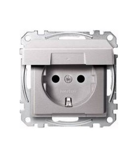Merten SM Алюминий Розетка 1-ая с/з с крышкой IP 44 {PRODUCT_REFERENCE}