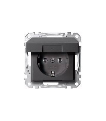 Merten SM Антрацит Розетка 1-ая с/з с крышкой {PRODUCT_REFERENCE}