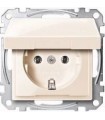 Merten SM Бежевый глянец Розетка 1-ая с/з с крышкой IP44 {PRODUCT_REFERENCE}