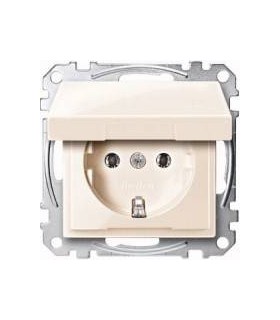 Merten SM Бежевый глянец Розетка 1-ая с/з с крышкой безвинт зажим {PRODUCT_REFERENCE}
