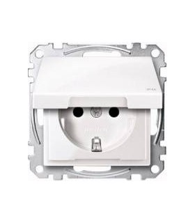 Merten SM Белый глянец Розетка 1-ая с/з с крышкой IP44 {PRODUCT_REFERENCE}