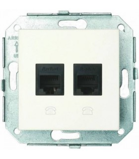 Fontini F37 Телефонная розетка, 6 контактов, 2-х местная белая 37706052
